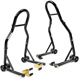 Venom Motorcycle Stand Lift, Front & Rear Combo, Universal Paddock Lift Stand, Front Wheel Fork Stand Rear Wheel Swingarm Paddle Stand, Compatible With Most Yamaha Honda Kawasaki Suzuki BMW Motorcycle
