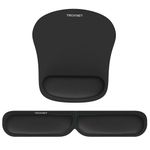 TECKNET Keyboard Wrist Rest and Mouse Pad with Wrist Support, Memory Foam Set for Computer/Laptop/Mac, Lightweight for Easy Typing & Pain Relief Ergonomic Mousepad (Black)