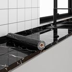 Scholazs (60 CM X 200 CM Meter Black Marble Wallpaper Marble Contact Paper for Countertops Peel and Stick Countertops Self Adhesive Waterproof Removable Granite Stick on Wallpaper Kitchen Bathroom