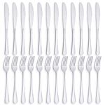 PionStar 24P Knife And Fork Sets, Stainless Steel Cutlery Set for 12 People, Forks Set of 12 & Knives set of 12, Dishwasher Safe/Mirror polished, Silverware Set Include Knife And Fork