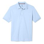 French Toast Boys' Short Sleeve Interlock Polo Shirt, Light Blue, XX-Large