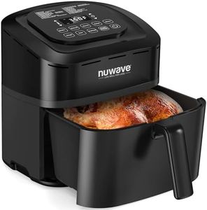 Nuwave Brio 10-in-1 Air Fryer 7.25Qt with Patented Linear T Thermal Technology for Crisping, Roasting, Dehydrating, and Reheating Non-Stick, Dishwasher Safe Basket, and App with 100+ Recipes - Black