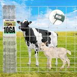 10GA Heavy Duty Cattle Fence Panel, 4ftx100ft, Fixed-Knot Woven Wire Fence Galvanized Farm High Tensile Fence Wire Fencing, Durable Cattle Panel, Goat Fence, Ideal for Farm and Field Protection