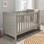 Babymore Caro Cot Bed Grey Wash - Baby Cot Bed With Teething Rail Without Mattress, Convertible to Toddler Bed With 3 Adjustable Mattress Base Positions | Up to 5 Years