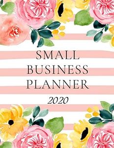 Small Business Planner 2020: Monthly Planner and Organizer 2020 with sales, expenses, budget, goals and more. Ideal for entrepreneurs, moms, women. 8.5 x 11in 120 pages stripes in coral and yellow