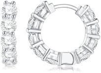 GIRIOIZ 925 Sterling Silver Huggie Earrings for Women, Small Hoop Earrings with High-Carbon Diamond, Hypoallergenic Lightweight Jewelry for Daily Wear (White)