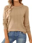 BLENCOT Women's Jumpers Casual Crewneck Tunic Warm Knit Jumper Long Sleeve Tops for Women UK Solid Color Sweaters Sweatshirts