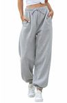 Jhsnjnr Women's Elasticated Waist Joggers Sports Walking Tapered Leg Sweatpants Baggy Workout Tracksuit Bottoms Grey