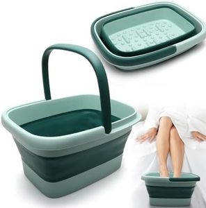 Gohytal Baño de pies, multifuncional para pies, baño de pies, plegable y portátil, con función de masaje, bañera de pies con asa, cubo plegable de alta calidad