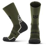 MudGear Ruck Socks - Boot Height, Merino-wool - Military, Tactical, Work, Army Green, Large