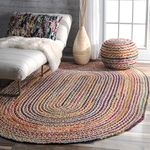 nuLOOM Aleen Braided Cotton/ Jute Area Rug, 5' x 8' Oval, Multi