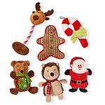 THE TWIDDLERS 6 Christmas Puppy Chew Toys for Small & Large Dogs - Washable Plush Toys for Teething Small Dogs, Cats, Kittens, Santa Xmas Gifts for Pets, Includes Rope & Squeaky Doggy Toys