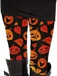 Women's Pumpkin Skulls Patterned Leggings Stretchy Tights Spirit Halloween Pants Fall L