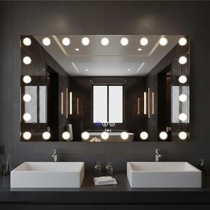 Megatex 55x36 LED Bathroom Mirrors for Over Sink, Makeup Mirror with LED Bulbs, 3 Colors and Stepless Dimmable CRI90+, Anti-Fog Mirror, Shatter-Proof, Waterproof, Anti-Corrosion, Memory, Wall Mounted