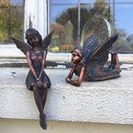 Set of 2 Garden Fairy OrnamentS 12cms tall/Statue Angela and Angelina …