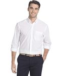 IZOD Men's Slim Fit Button Down Long Sleeve Stretch Performance Solid Shirt, Core White, XXL