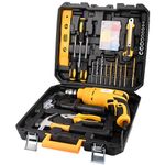 Asian Paints Corded Electric Professional Impact Drill Tool kit, 550 Watts, 2900 RPM, Chuck 10mm Machine Variable Speed, Forward/Reverse Rotation, Double Insulation, Improved Carbon Brush (160 Pcs)