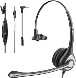 Wantek Auriculares Teléfono Móvil Mono con Cancelación de Ruido Micrófono, Cascos Diadema para iPhone Samsung Huawei HTC LG ZTE Blackberry Celulares y Smartphones con Jack de 3,5 mm(F600J35)