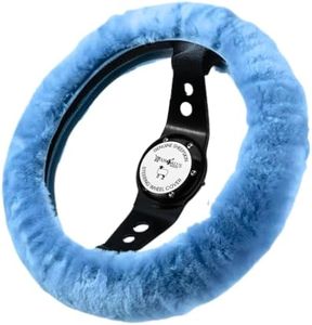 Andalus Brands Australian Sheepskin Wool Steering Wheel Cover for Women & Men - Universal 15 Inch Steering Wheels & Accessories - Eco-Friendly Wheel Cover for Car - Car Accessories (Sky Blue)