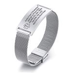 VNOX Personalized Medical ID Bracelet, Customized Medical Alert Bracelets for Men Women, Stainless Steel Mesh Band Adjustable SOS Emergency Name Identification Wristband