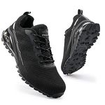 COOJOY Mens Trail Running Shoes Breathable Hiking Trekking Trainers Arch Support Walking Shoes,Ultra Black 41