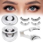 QUEWEL Magnetic Eyelashes Natural Look Magnetic Lashes with Applicator, Reusable Magnet Eyelashes without Eyeliner, No Glue Remover Needed Magnet Lash Kit Easy to Use (B+K01)