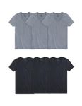 Fruit of the Loom Men's Eversoft Cotton Stay Tucked V-Neck T-Shirt, Regular - Black - 6 Pack, Large