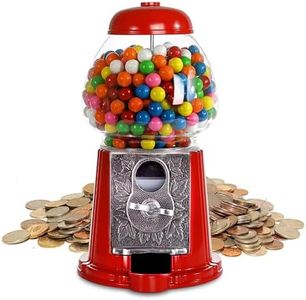 Gumball Machine for Kids 9" - Heavy Duty Metal with Glass - Christmas Antique Style Bubble Gum Machine - Kids Coin Operated Toy Bank for USA Coins - Candy Dispenser - Playo