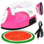 Mini Heat Press Iron Machine,Portable Mini Electric Iron,Small Heat Press Iron,Mini Iron Press for Clothes Shoes Bags Hats,Iron Press Machine for Heating Transfer,Silicone Pad Included (Rose Red)