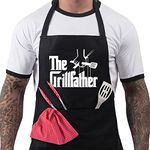 Funny BBQ Apron Novelty Aprons Cooking Gifts for Men 100% Cotton 2 Pockets - The Grillfather