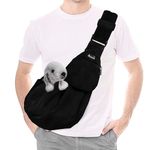 SlowTon Pet Carrier, Doggie Cat Hand Free Sling Carry Dog Papoose Carrie Adjustable Padded Shoulder Strap Tote Bag with Front Pocket Safety Belt Outdoor Travel Puppy Carrying for Walking Subway…