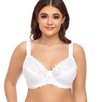 Ayigedu UK Women's Underwire Bra Non Padded Plus Size Full Coverage Minimizer Bras 38-DD White