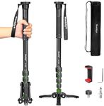 Manbily Camera Monopod with Feet 5 Sections 67-in 170cm Extendable Portable Travel Aluminum Monopod with Removable Tripod Stand Base for DSLR Canon Nikon Sony Video Camcorder Max Load 15.5lbs(A-222)