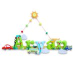 Crazy Craft Customized Kids Name Plate for Room, Handmade Kids Name Wall Hanging with Car Transport Theme for Kids Room Baby Boy, Girl Room Décor, Door Hanger, Name Plate, Wall Plaque, 7 Letter