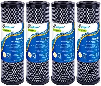 EXCELPURE 1 Micron 10" x 2.5" Whole House CTO Carbon Water Filter Cartridge Replacement for Home Countertop System, Dupont WFPFC8002, WFPFC9001, FXWTC, SCWH-5, WHEF-WHWC, WHCF-WHWC, CTO10, T01, 4PACK