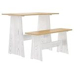 Solid Pinewood Dining Table with Bench - Honey Brown and White - Al Fresco Dining and Kitchen - UK