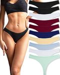 FINETOO Pack of 10 Cotton Thong Women's Sexy Lingerie Briefs Tanga Hipster Underpants Thongs Set Underwear Comfortable Women Multicoloured S-XL