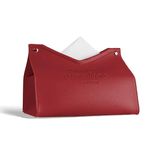 Tissue Box Cover, PU Leather Tissue Box Holder, Napkin Holder for Car, Bathroom, Kitchen, Home and Office (Red)