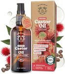 BIONOBLE Organic Castor Oil Cold Pressed - Hexane Free, 100% Natural - Pure Castor Oil Organic for Eyelashes, Hair Growth, Eyebrows, Skin, Face - Glass Bottle with Pipette and Pump - 100ml