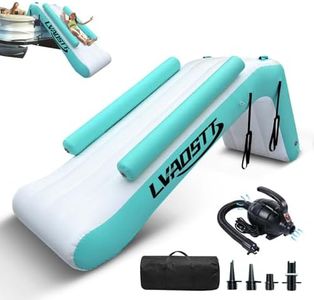 LVAOSTT Pontoon Waterfall Slide, Inflatable Water Boats Slide Island for Adults Kids Summer Lake Party