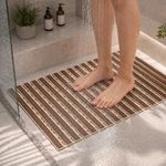 HOMEZE TPE Anti-Slip Shower Mat – Elevate Your Bathing Experience | Strong Suction Grips & Drain Holes | Anti-Skid Bath Mat for Elderly | Premium Bathtub & Shower Area Mat (68x38 cm)