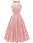 Pink Dresses for Women Short Prom Juniors Girls Plus Size Party Swing Floral Lace Dress Blush 2XL