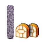 Shark WDB1F2 Replacement Antimicrobial Brushroll & 2-Pack Filter Bundle, Compatible Hydrovac 3-in-1 Multi-Surface Cleaners for All Sealed Hard Floors and Area Rugs, Purple/White