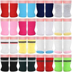 Honoson 16 Pairs Doll Socks Accessories Doll Socks for American 18 Inch Baby Girl 18 Inch Doll Accessories, Multicolor
