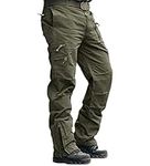 MAGCOMSEN Mens Cargo Pants Multi Pocket Cotton Work Trousers Military Combat Trousers, Army Green, 32