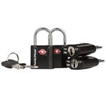 4-Pack TSA Approved Luggage Key Locks for Travel | Suitcase Locks with Keys | TSA Locks | Luggage Locks | Suitcase Padlocks with Keys | Black