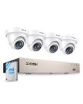 ZOSI Wired Security Camera System with AI Human/Vehicle Detection, Night Vision, H.265+ 8Channel Home DVR with 500GB Hard Drive, 4pcs 1080P HD Indoor Outdoor Surveillance CCTV Dome Cameras
