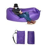 Inflatable Lounger Air Sofa Chair–Camping & Beach Accessories–Portable Water Proof Couch for Hiking, Picnics, Outdoor, Music Festivals & Backyard (Purple)