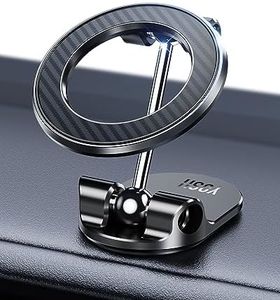 YOSH Mag-Safe Car Mount, Magnetic Dashboard Phone Holder for Cars, Alloy Folding & Strongest N55 Magnets for Audi Mercedes Mini Cooper Tesla Screen BMW & iPhone 16/15/14/13/12 & Mag-Safe Cases