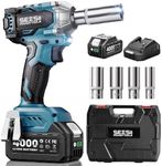 Seesii 3/8" Cordless Impact Wrench, Power Impact Gun w/Max Torque 330Ft-lbs(450N.m), 4.0Ah Rechargable Battery & 4 Sockets, Compact Power Impact Wrench for Lightduty Work Car Home,WH450